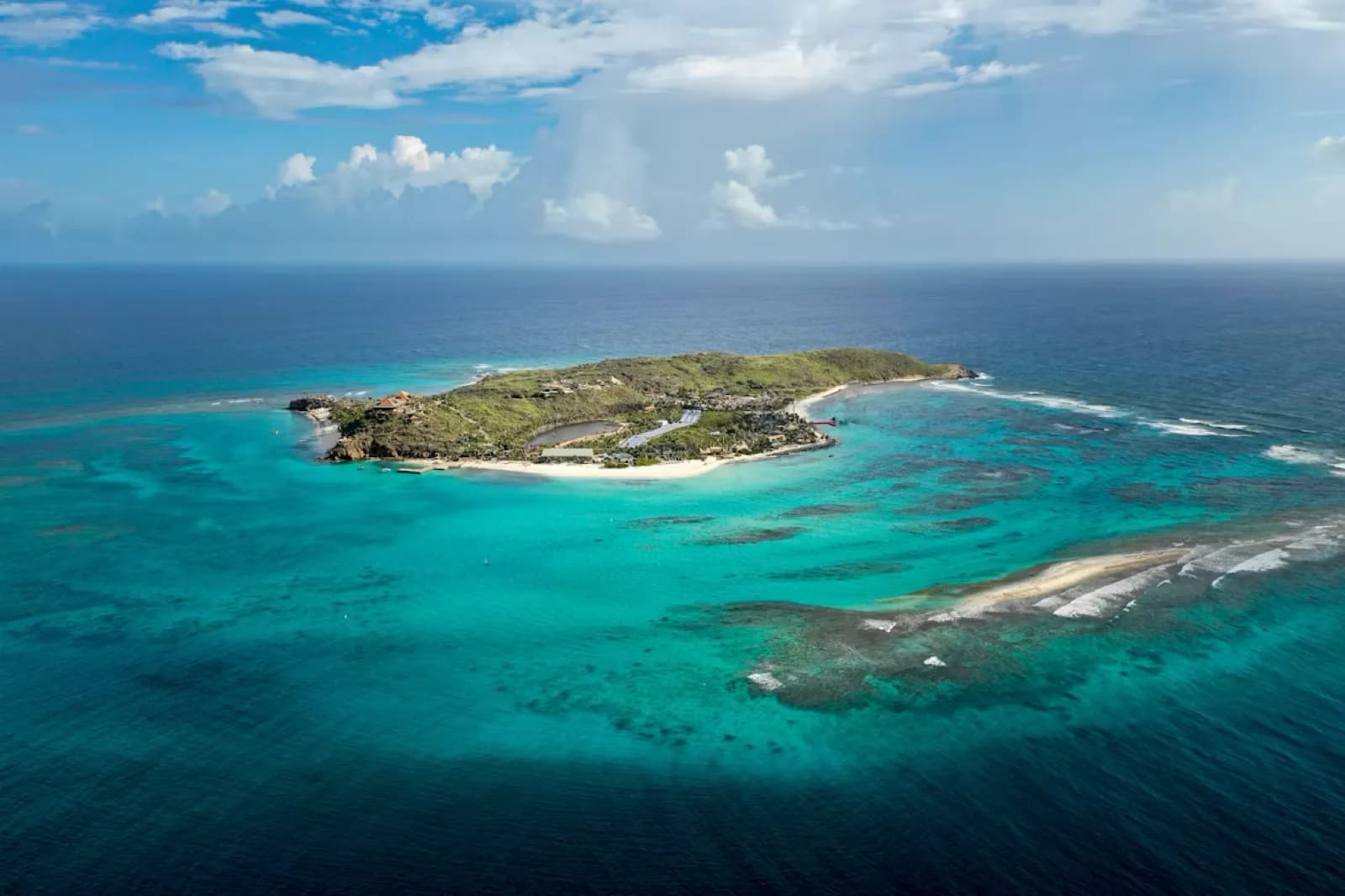 Necker Island mit seinem Riff aus der Luft